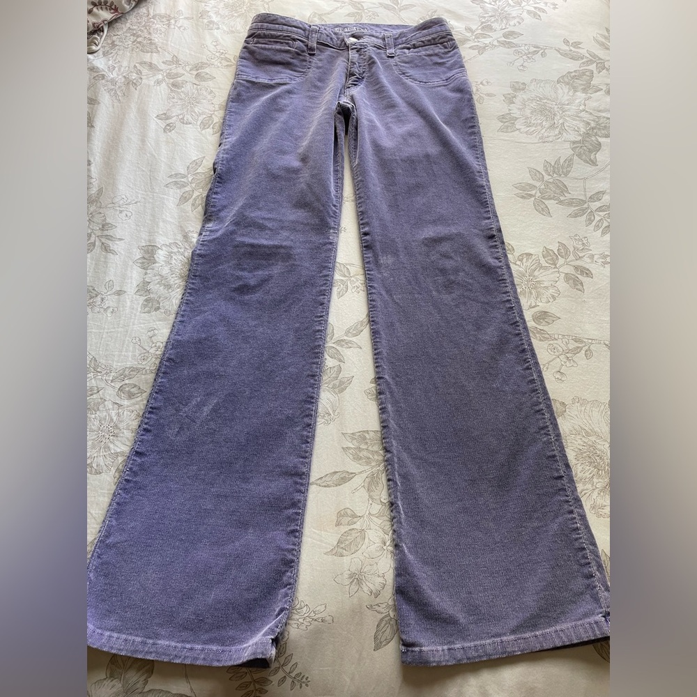 Dead Sexy Y2K Low Rise Purple Corduroy Flare Pants 28 Retro Fairy Bratz Party